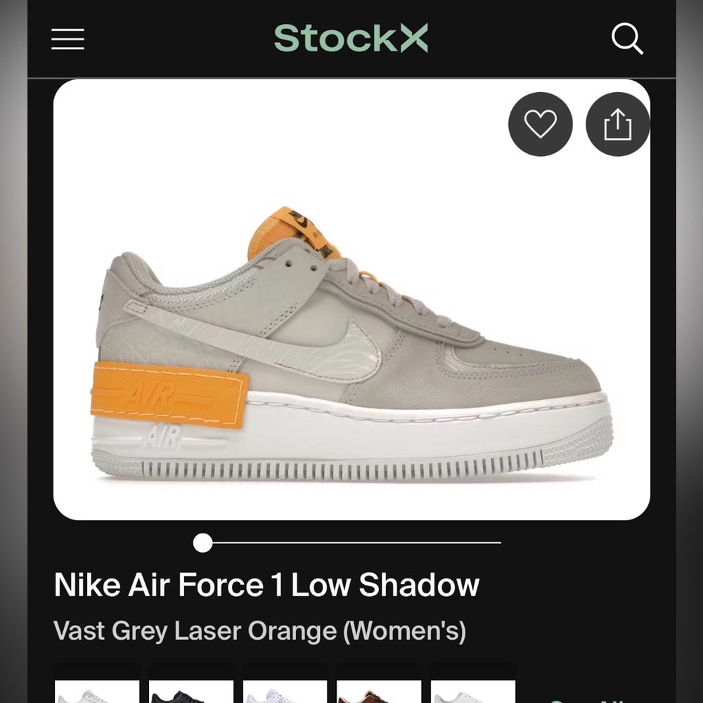Nike Air Force 1 Low Shadow
Vast Grey Laser Orange (Women's) White